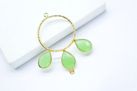Prehnite Jewelry Connector/Brass Connector Jewellery/Gold Plated Pendant/Handmade Jewellery/Double Bail Pendant/Wedding Jewelry/B'day Gift