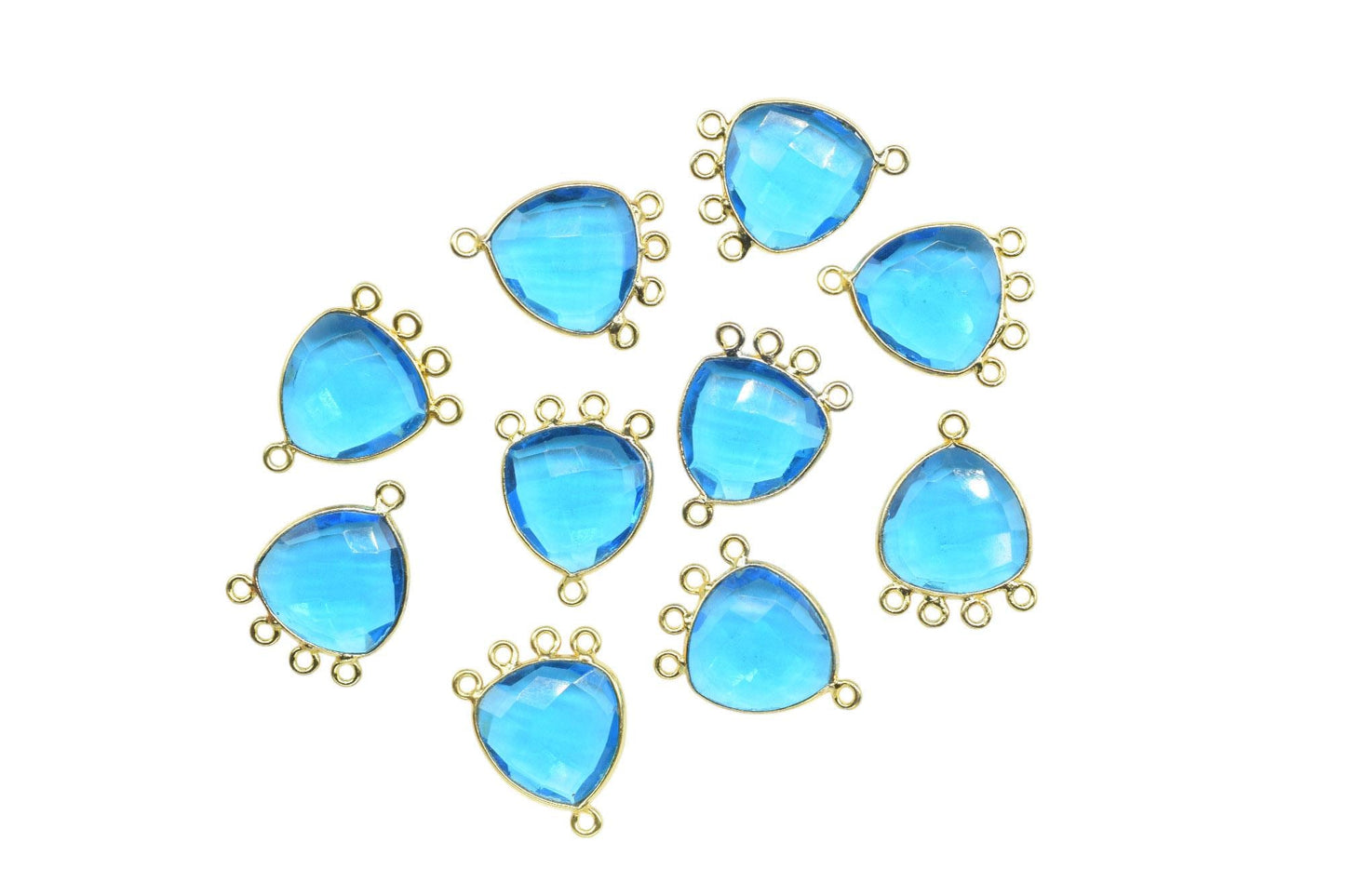 Blue Topaz 15mm Triangle Bezel Connector/Gold Plated Jewelry/Women Jewelry/Connector Jewelry/Handmade Connector/Connector Jewelry/Gift
