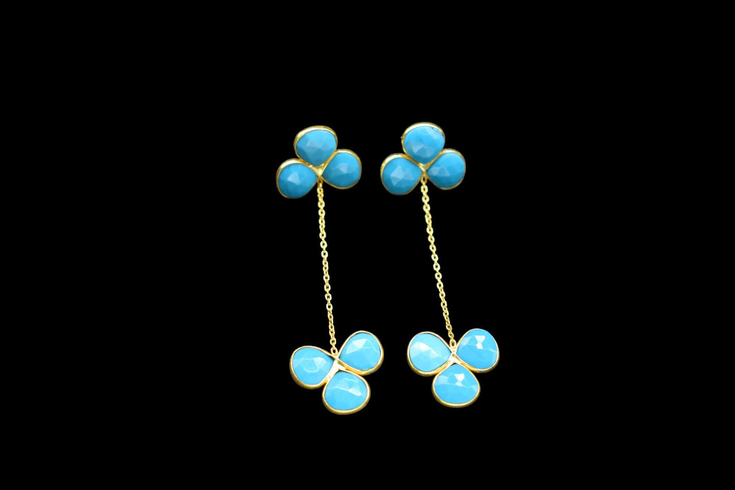 Turquoise Earring/Bridal Earring/Gold Plated Earring/Dangle Earring/Gold Plated Jewelry/Statement Earrings For Bridal/Bridesmaids Gifts