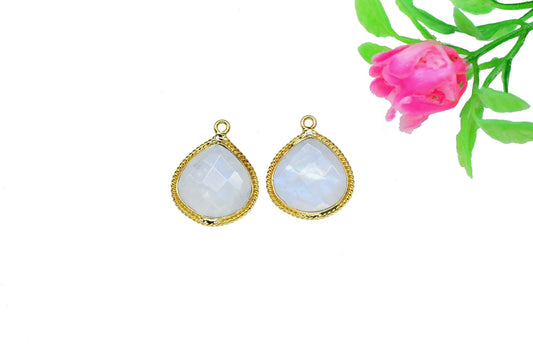 Natural Rainbow Moonstone Single loop connector,Moonstone Charms gold Plated Connectors Jewelry,Moonstone 14mm Heart shape Pendant Jewelry