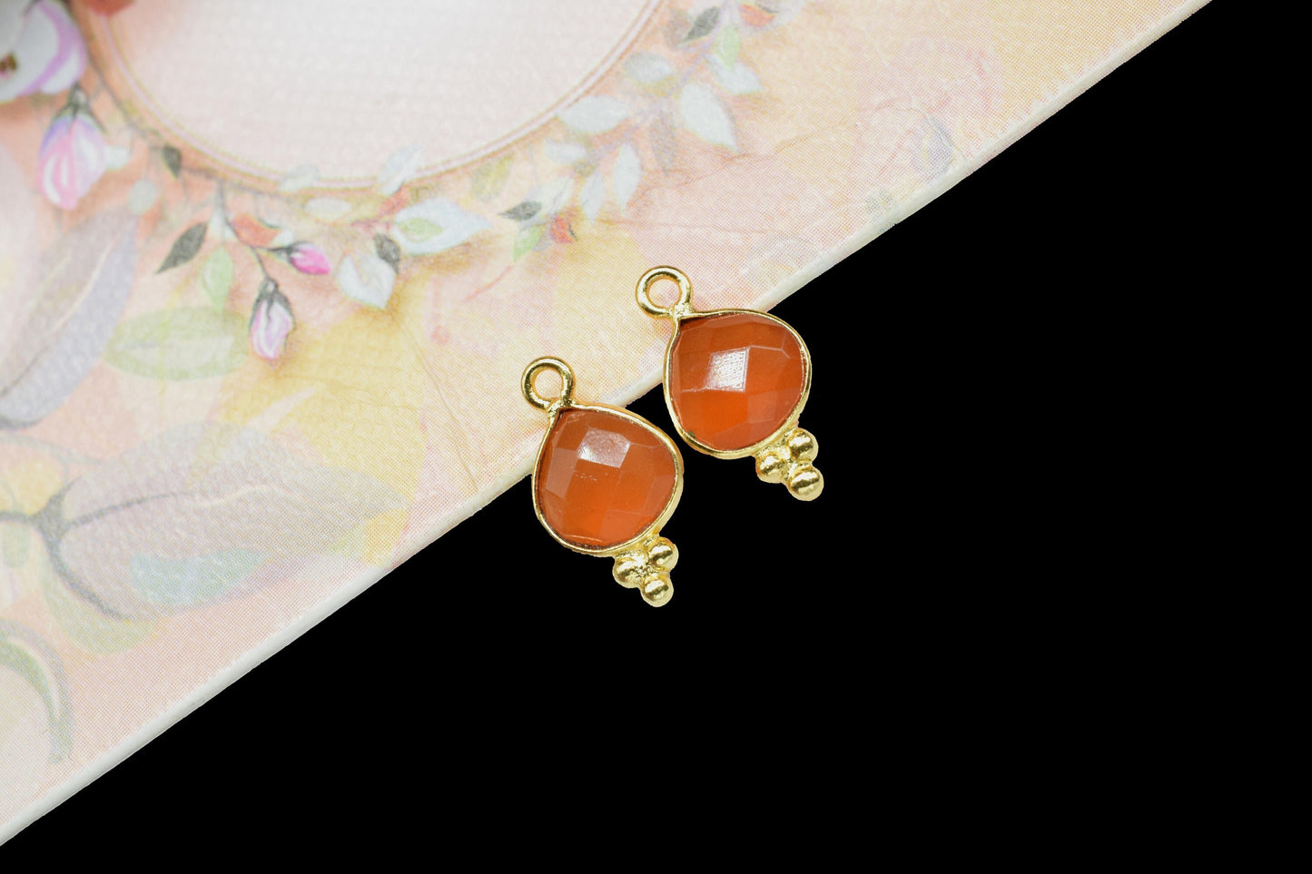 Carnelian Gemstone Heart Shape 8mm Pendant,Carnelian Faceted Single Bail Connector Jewelry,Carnelian Gemstone Bezels Charms Jewellery,Gift