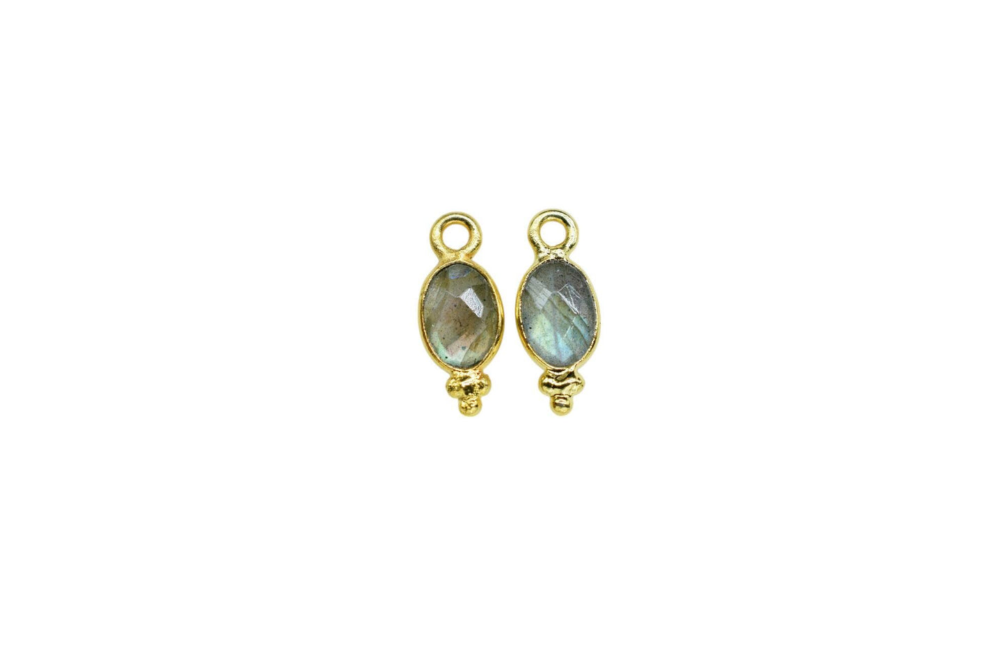 Gemstone Labradorite Charms Connector/Handmade Jewelry/Gold Plated Connector/Tiny Pendant/Labradorite Pendant/Oval Shape Connector/Gift
