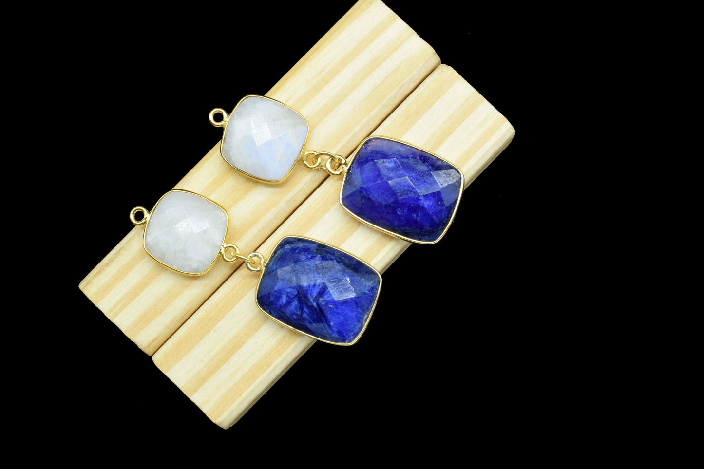 Blue Sapphire Component pendants,Multi Stone Dangle Earrings,Square Shape Pendant Jewelry,Dangle pendant Charms,Rainbow Gemstone Connectors