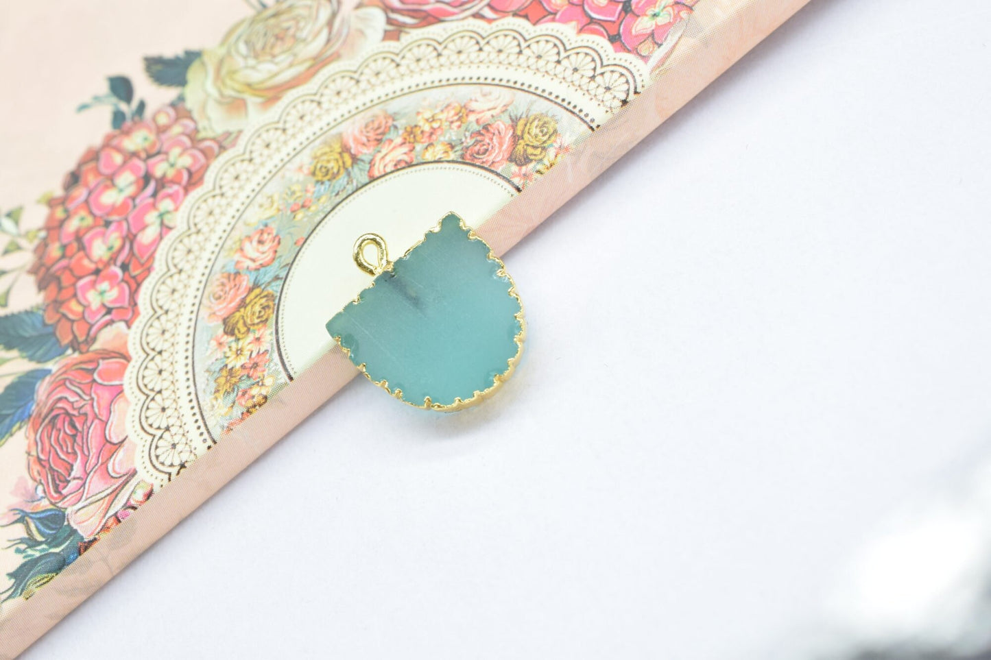 Aqua Chalcedony Semi Circle Pendants,Handmade Half Moon Earring,Necklace Connectors Jewelry,Gemstone Electroplated Charm,Single Bail,Gift