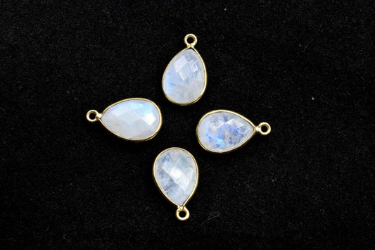 Moonstone 10x14mm Bezel charm,Moonstone Teardrop pendant,Moonstone Gold Plated bezel,jewelry making charms crafts,Moonstone single bail pcs