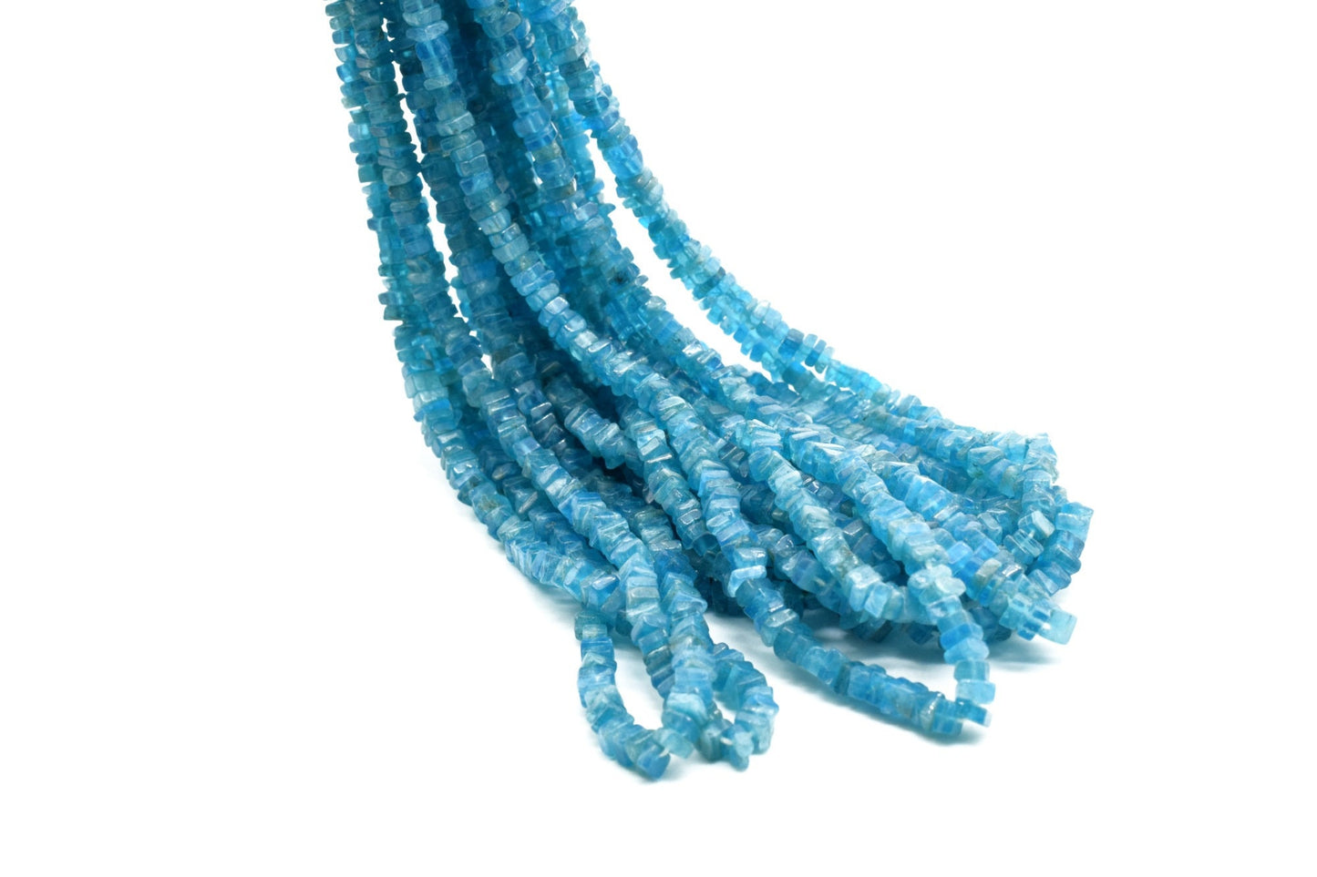 Natural Neon Apatite Heishi Square Beads 4 to 6 MM Size AAA Quality 16"inch Long Strand Square Heishi Beads Apatite Gemstone, Apatite Bead