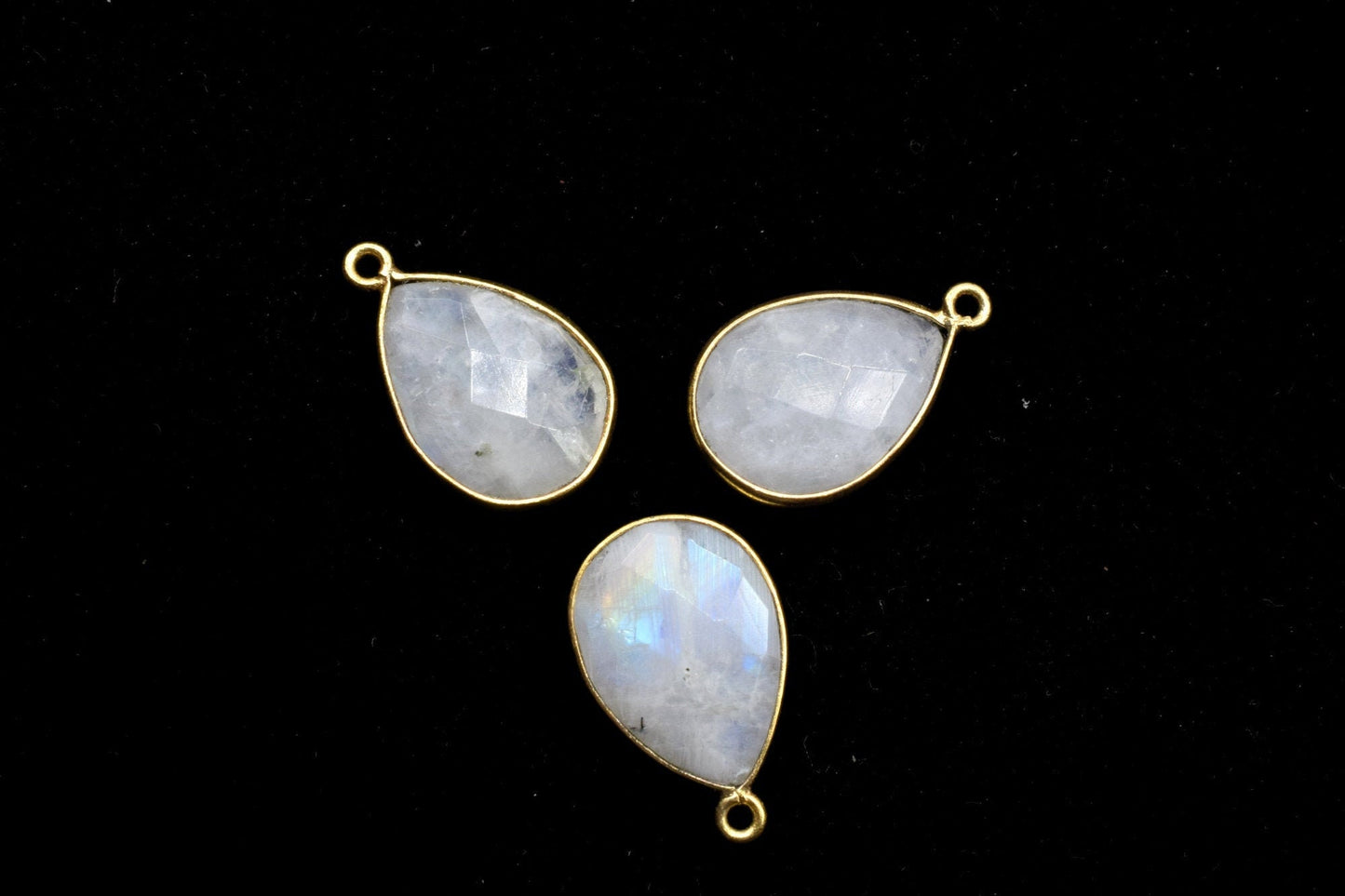 Moonstone 12x16mm Bezel charm,Moonstone Teardrop pendant,Moonstone Gold Plated bezel,jewelry making charms crafts,Moonstone single bail pcs