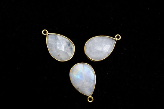 Moonstone 12x16mm Bezel charm,Moonstone Teardrop pendant,Moonstone Gold Plated bezel,jewelry making charms crafts,Moonstone single bail pcs