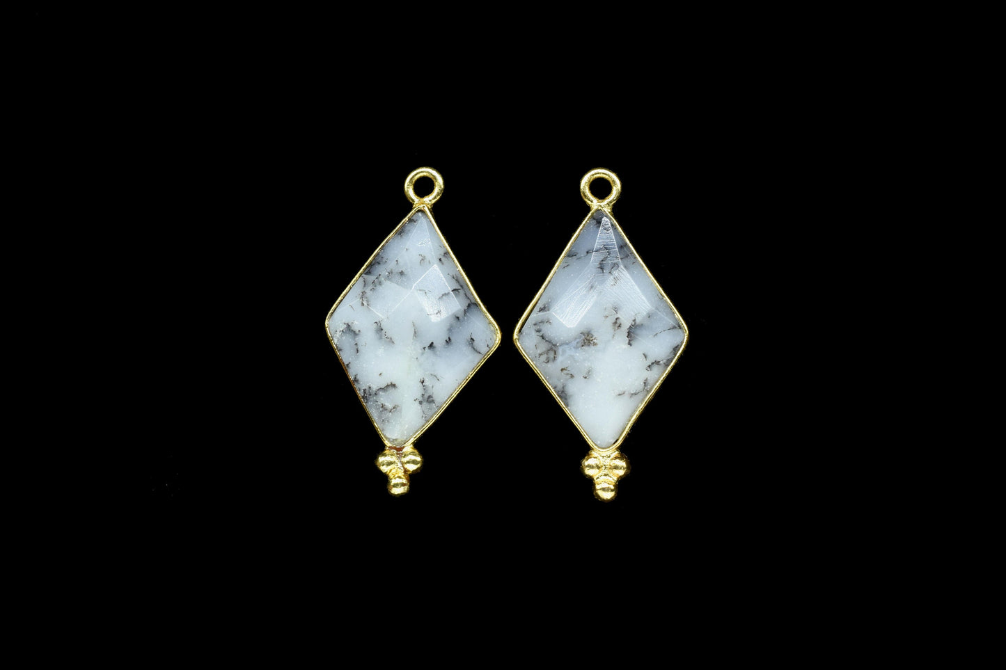 Dendrite Opal Faceted 15x20mm Diamond Shape charms,Dendrite Opal Gold Plated bezel Jewelry,Dendrite Opal Gemstone Bezel jewelry making,Gift
