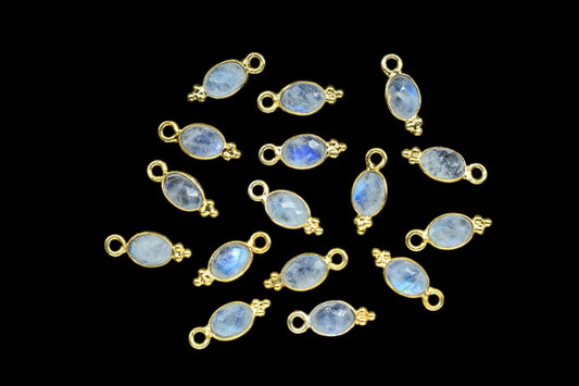 Moonstone Charms Connector/Handmade Jewelry/Gold Plated Connector/Tiny Pendant/Moonstone Pendant/Oval Shape Connector/Gemstone Charms/Gift