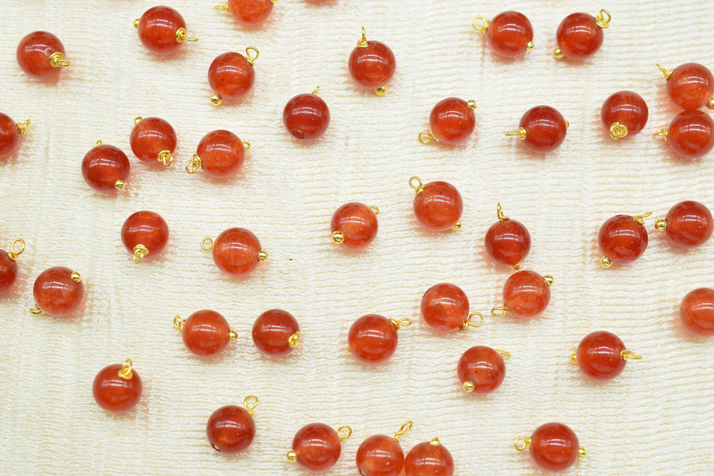 Carnelian 6mm Round Smooth Beads/Earring Components/Carnelian Single wire wrapped Beads/Round Beads Connector/Gemstone Beads/Gift