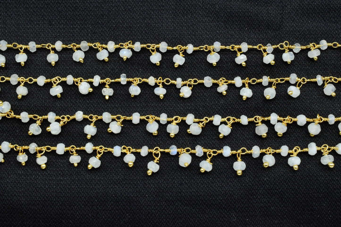 Rainbow Moonstone Cluster Rosary Chain,Wire Wrapped Necklace Chain,Rainbow Beads Dangling Chain,Gemstone Rosary Chain,Handmade Jewelry Carft