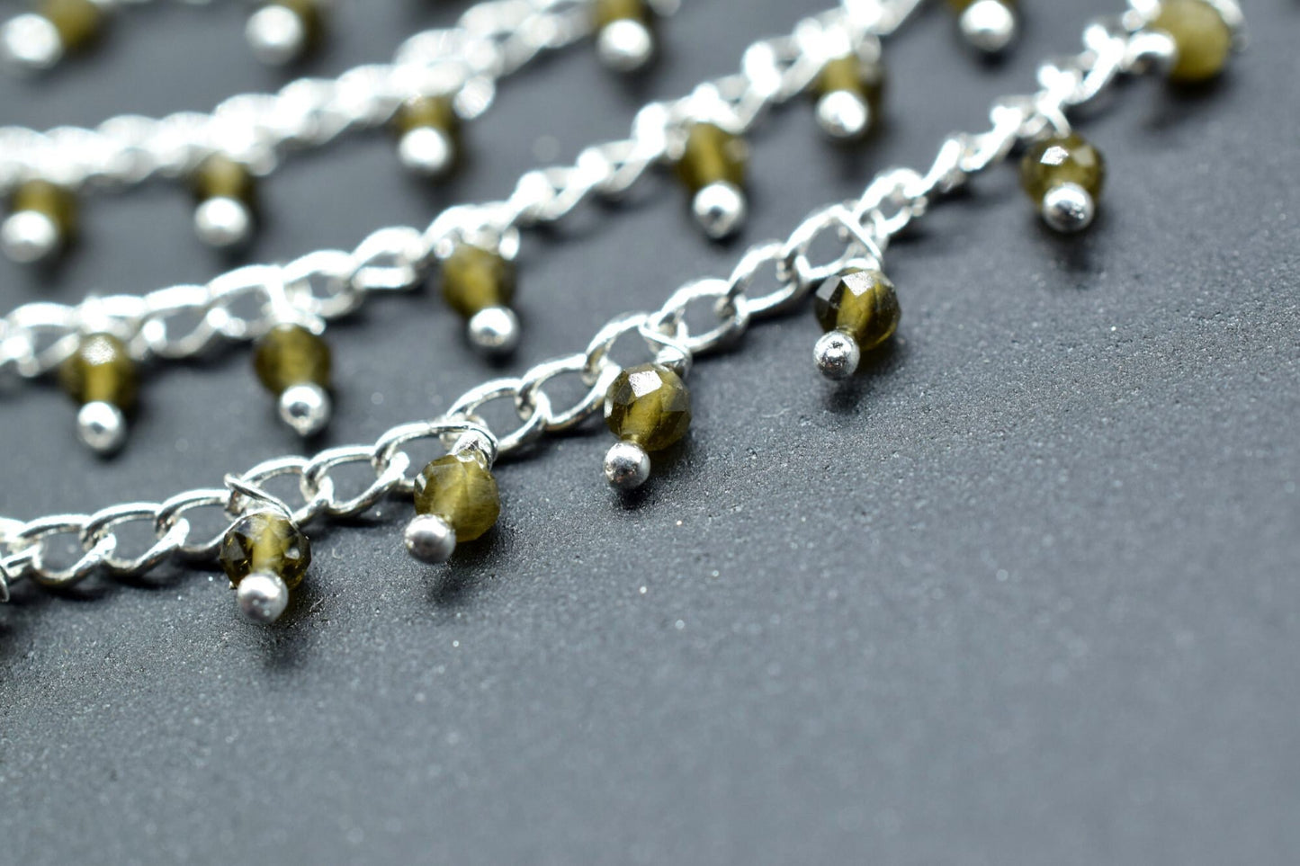Cat's Eye Cluster Rosary Chain,2mm Faceted Beaded Rosary,Wire Wrapped link Stone Rosary Chain,Dangling Rosary Chain,Jewelry Making Rosary,