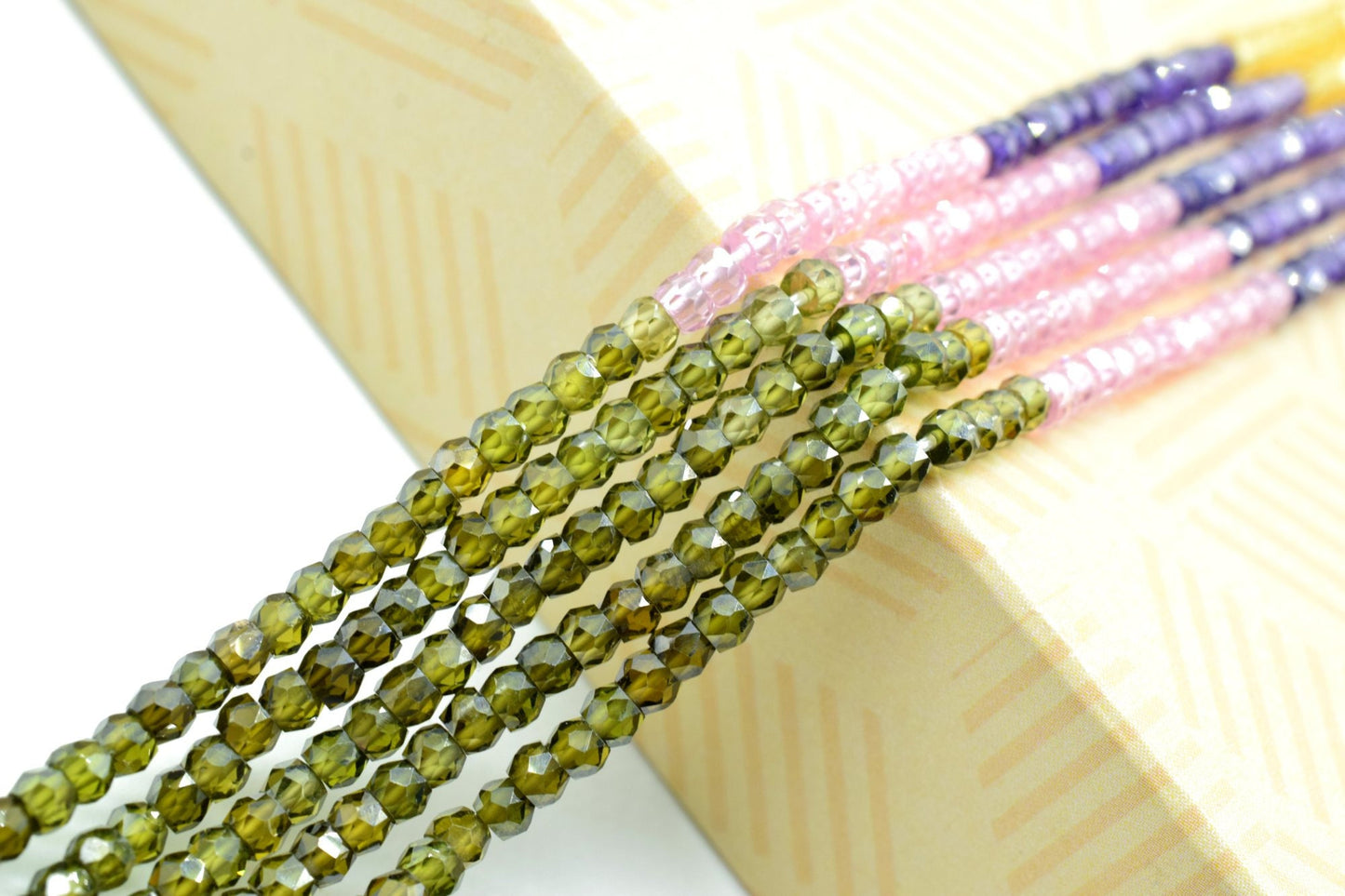 5 Strands AAA Quality Semi precious  3mm Faceted Rondelles Ready To Wear Necklace,AAA quality necklace strings , , necklace with thread lock