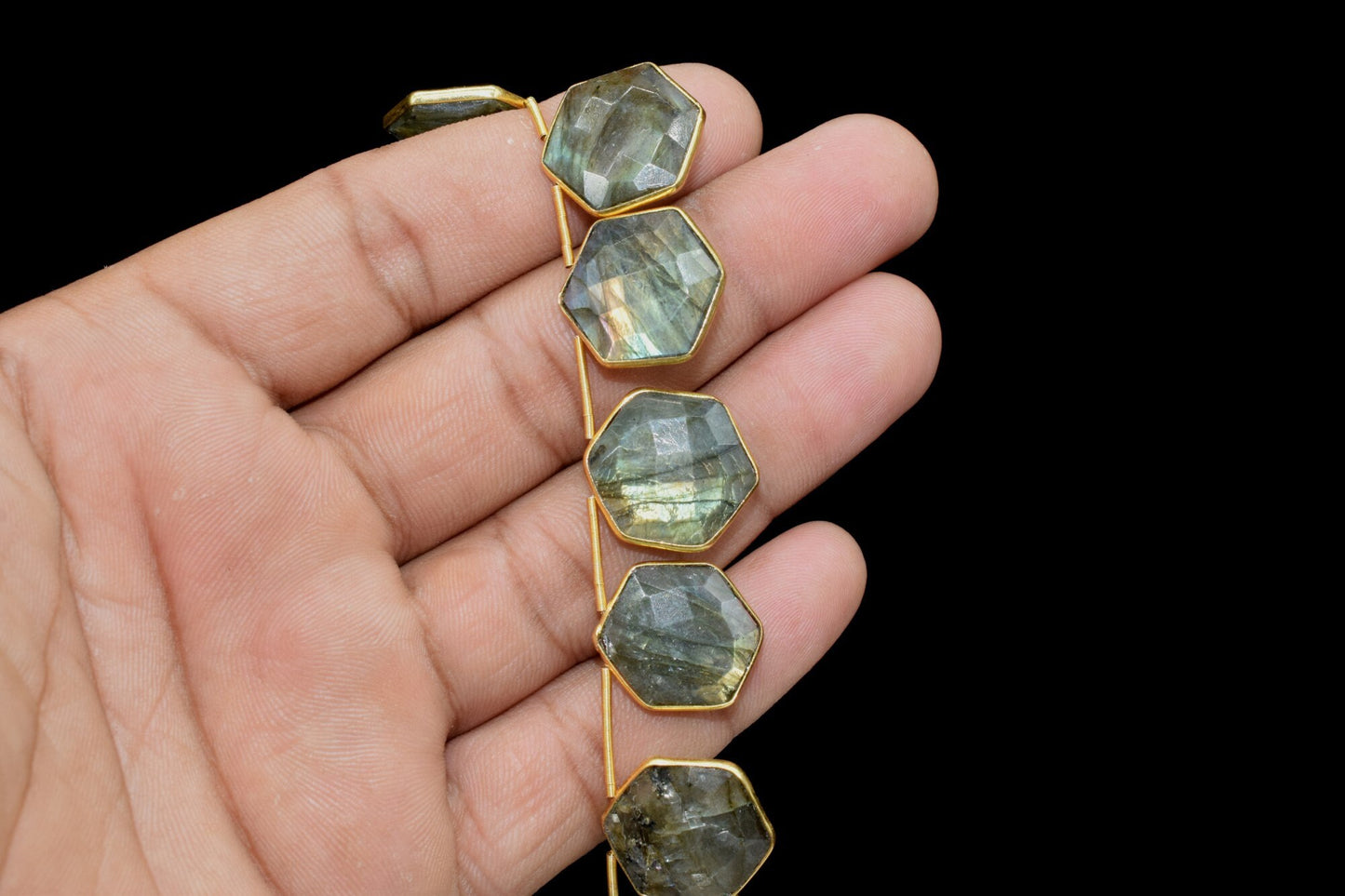 Labradorite 15mm Hexagon Bezel charms,Labradorite side drilled charms,Labradorite bezel,Gemstone Bezel Charm,Labradorite Bezel Jewelry,Gift