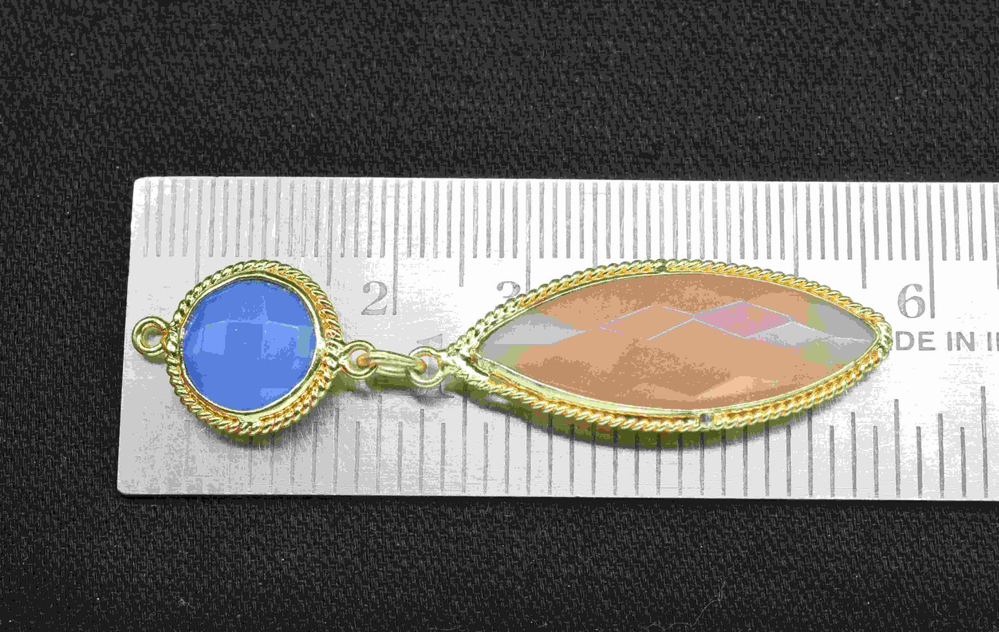 Blue Chalcedony  Pendant Charms , Peach Moonstone  Dangle Earring Component , Multi Gemstone Dangle Earring , Component Jewelry , B'day Gift