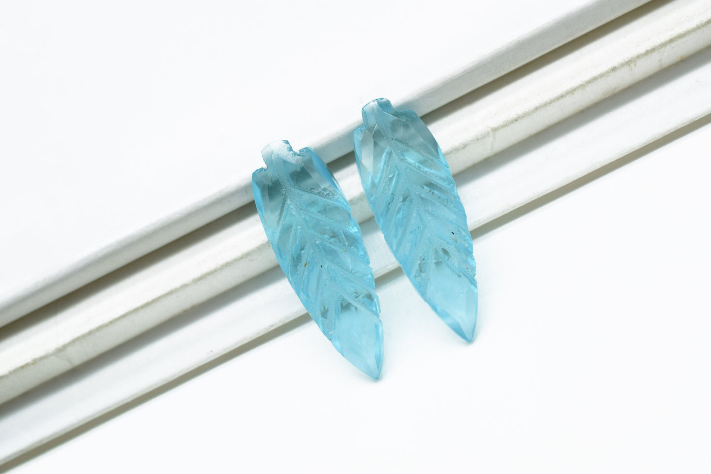 Sky Topaz 10x30mm Teardrop Faceted carved Briolettes,Sky Topaz Carving Briolettes,Sky Topaz Leaf Carved Briolettes,Topaz Hand Carved Beads,