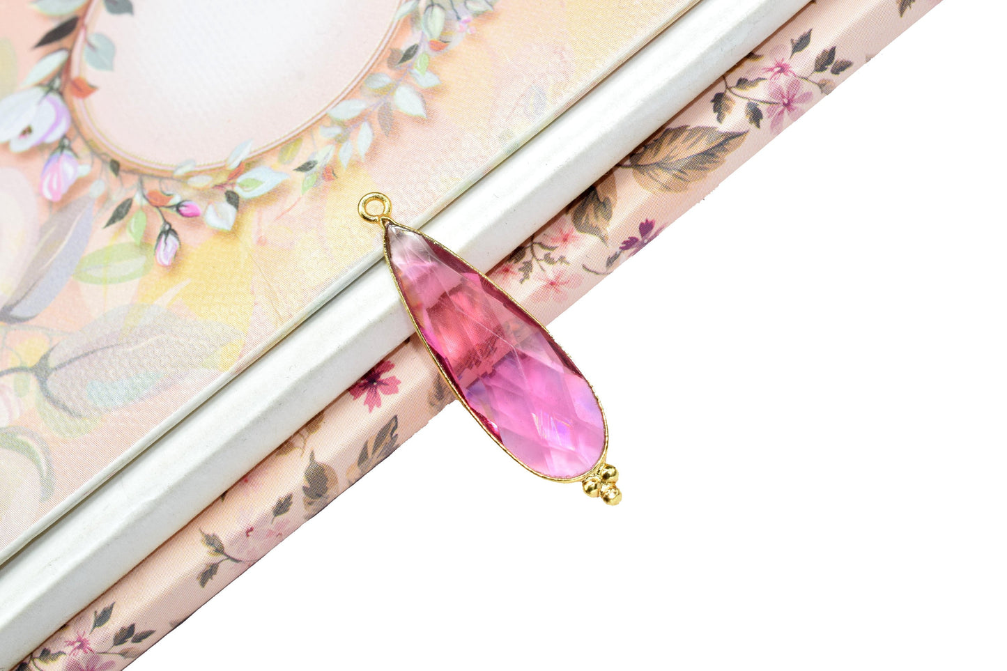 Pink Tourmaline 10x30mm Bezel charms,Pink Tourmaline Pendant,Station Bezel Link Supplies,Connector Pendant,Gemstone Teardrops,Jewelry making