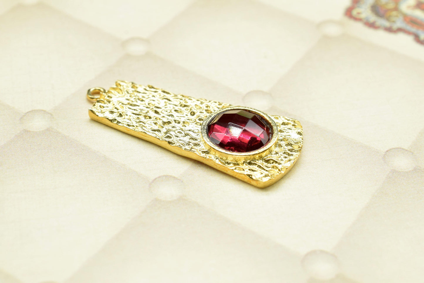 Pink Tourmaline  Pendant ,Pink Tourmaline Gemstone Handmade Pendant , Single Bail Charms , Gold Plated Connectors , Gemstone Connector Charm