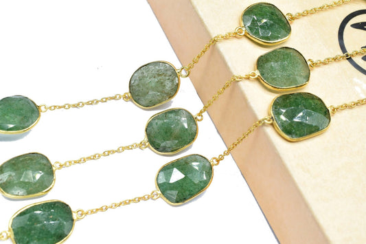 Green Stawbery Faceted Bezel Connector,Green Quartz Bezel Chain,Free Size Gemstone Connector,Jewelry making chain,Green Quartz Bezel Jewelry