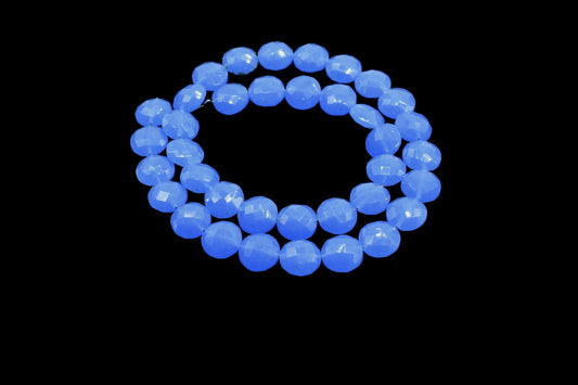 BLUE chalcedony 10mm Faceted Round (COIN ) briolette gemstone,Faceted Coin Briolette Loose Fancy Beads,Natural Chalcedony Semi Precious Bead