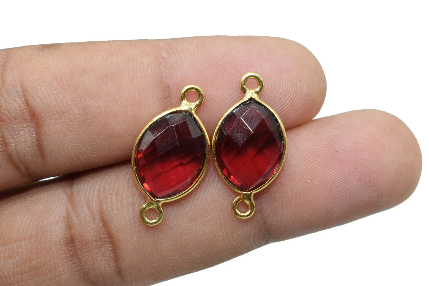 Pink Tourmaline 10x13mm Eye shape double bail charms,Pink Tourmaline pendant,Tourmaline Gold Plated bezel,Faceted Charms Connector Jewelry