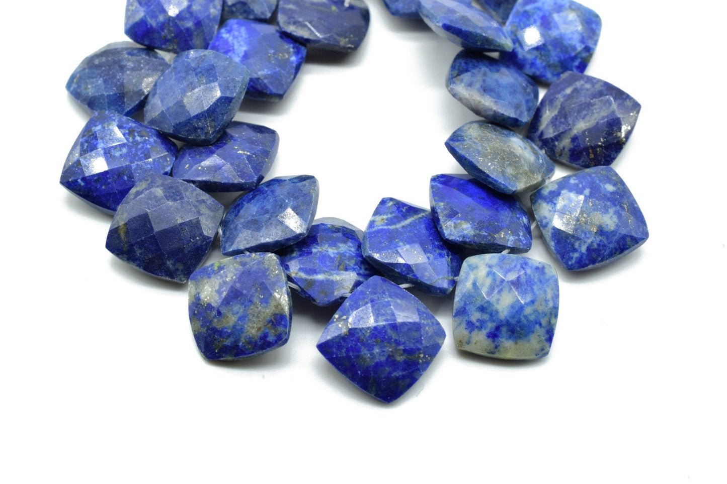 Lapis Lazuli Faceted Cushion Briolettes,Lapis Lazuli Square briolettes,Lapis Lazuli briolettes strand,Lapis Lazuli 14mm briolettes beads
