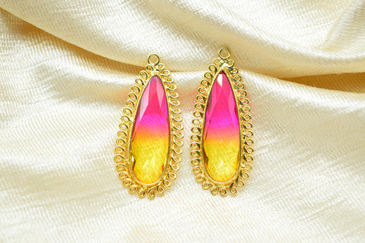 Ametrine 10x30mm Teardrop Bezel Charm,Single Bail Pendant,Handmade Jewellery Connectors,Gemstone Brass Component,Handmade Connector,Gift