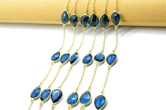 Kyanite Faceted Bezel Connector Station Link Chain,Kyanite Free form Connector Chain,Kyanite Bezel Connector Chain,Chain Per Foot,Kyanite