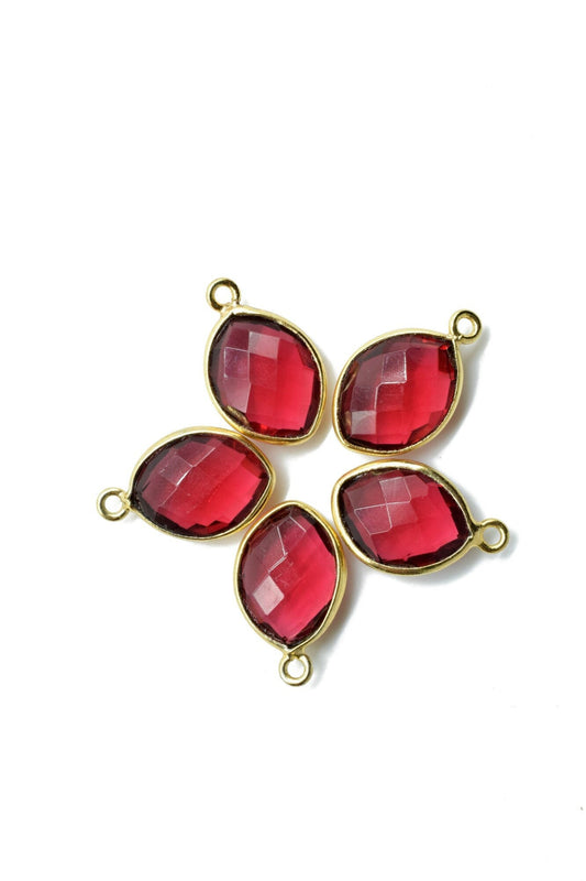 Pink Tourmaline 10x13mm Eye shape single bail charms,Pink Tourmaline pendant,Tourmaline Gold Plated bezel,Faceted Charms Connector Jewelry