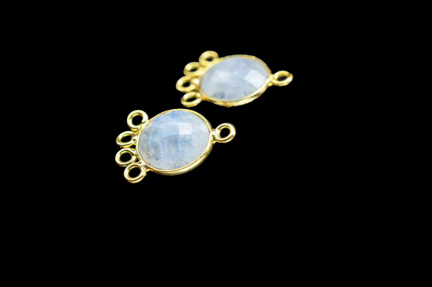 Moonstone 10mm Round Bezel Charm/Gemstone Brass Component/Single Bail Pendant charms/Round Handmade Jewellery Connector/B'day Gift
