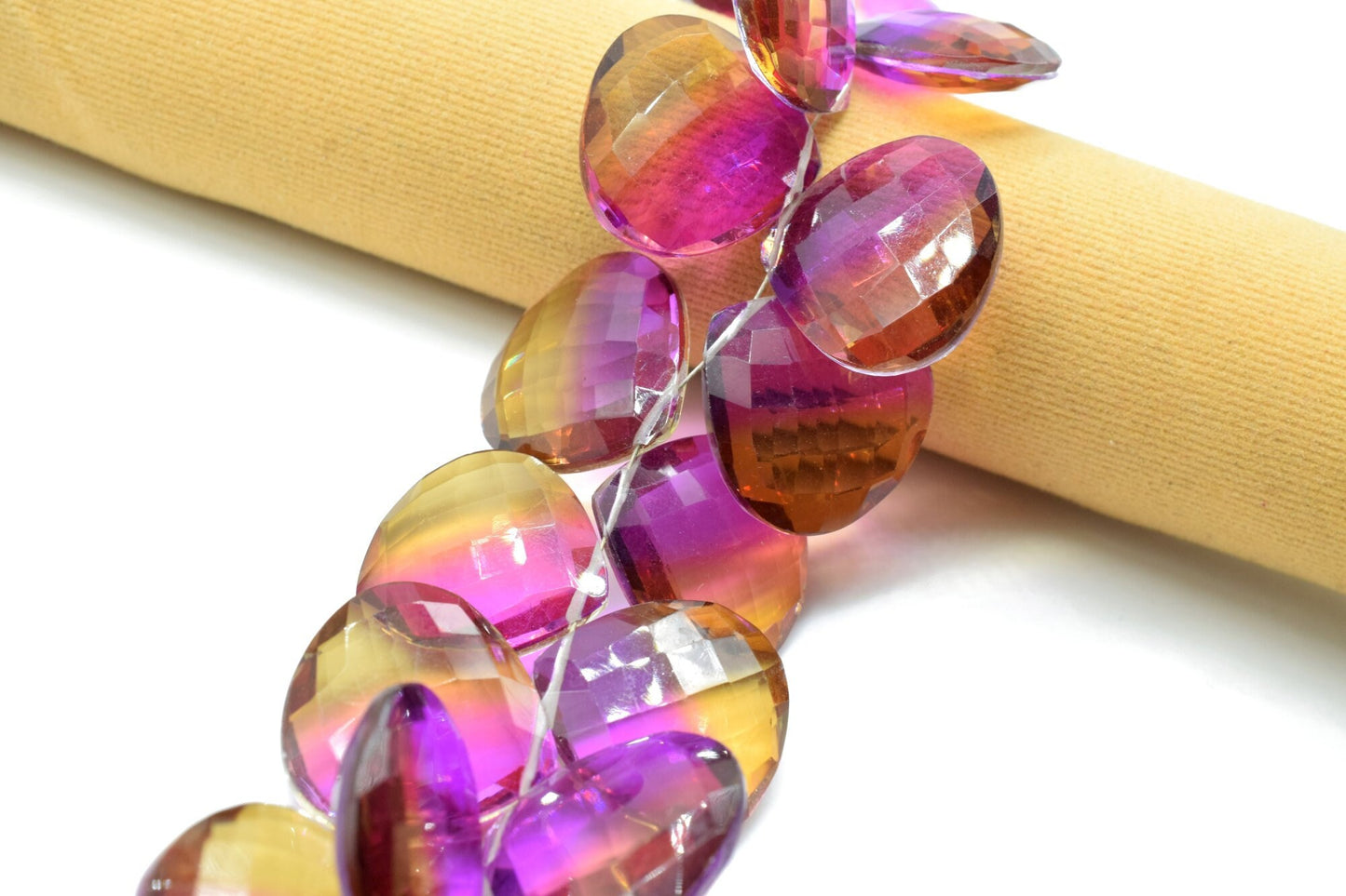Ametrine 15mm Heart Shape Faceted Beads,AMETRINE briolette beads,fancy gemstone briolettes,jewelry making briolettes,Ametrine Heart Shape