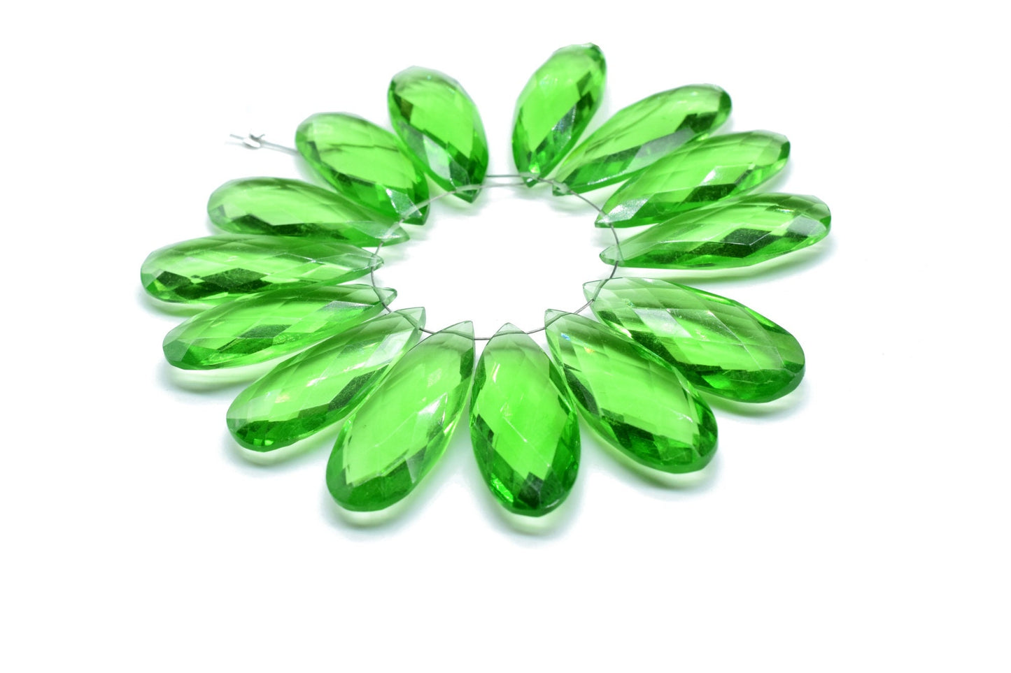 Green Amethyst Faceted 12x30mm Pear Shape Beads,Long Pear Shape Briolettes,Long Teardrop Beads,Gemstone for Jewellery,Green Amethyst Beads