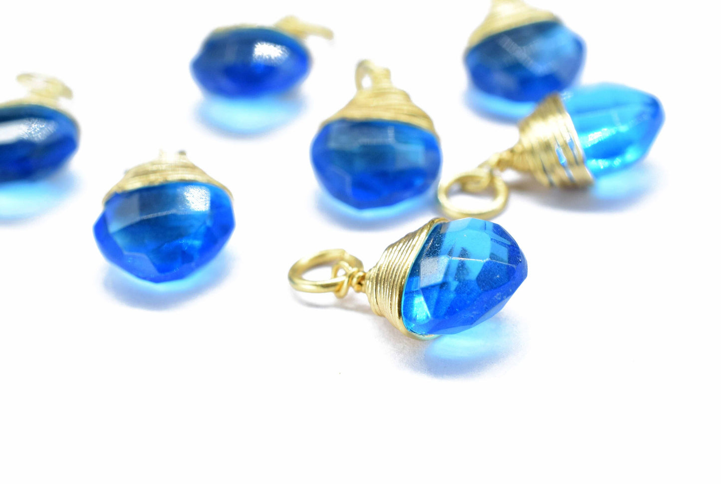London Blue Topaz Square Faceted Connector,Blue Gemstone Wire Wrapped Pendant,Loop Connector,Wire Wrapped Pendant ,Blue Topaz jewelry
