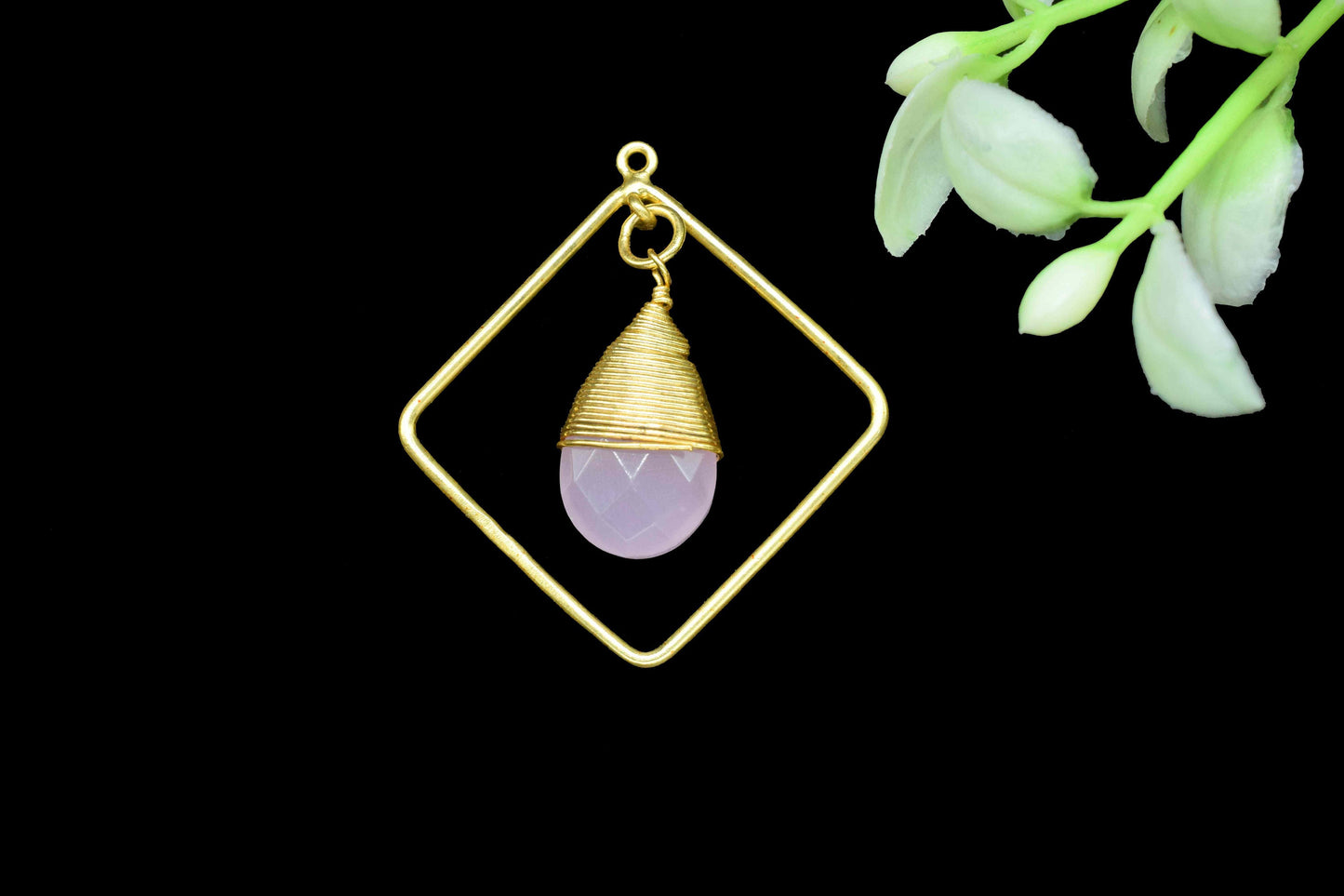 Gemstone Square Connectors,Teardrop Beads Dangle Earring,Station Link Supply,Handmade Jewelry,Finding Square Pendant,Wire Wrapped Component