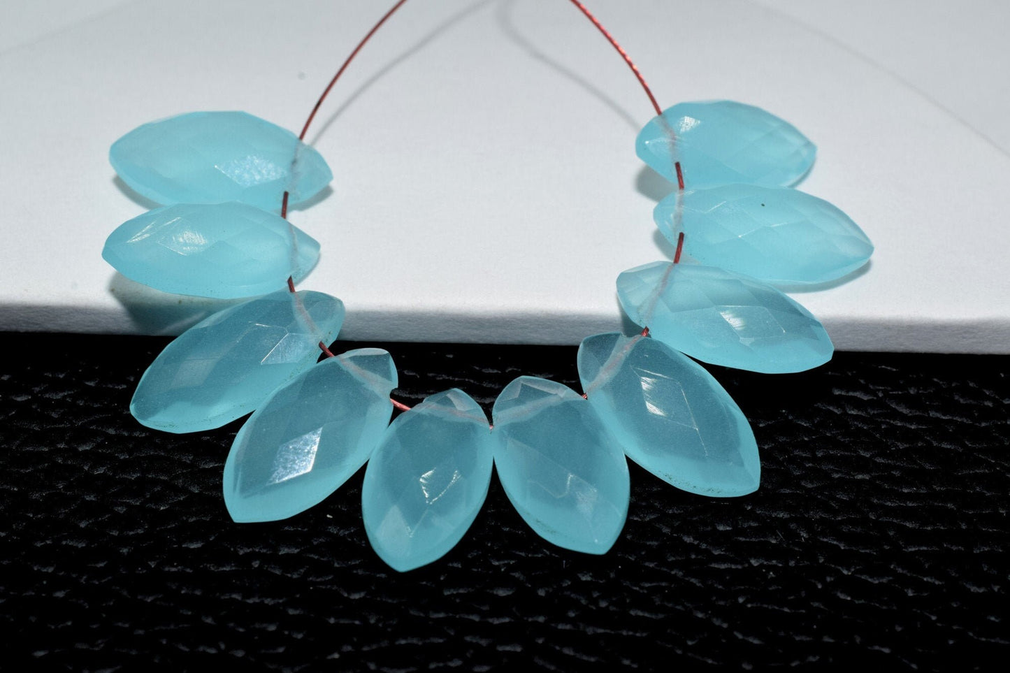 Blue Chalcedony Marquise briolettes,Side drilled Briolette,Chalcedony Faceted Briolettes,Handmade Beads For Making Jewelry,Marquise beads