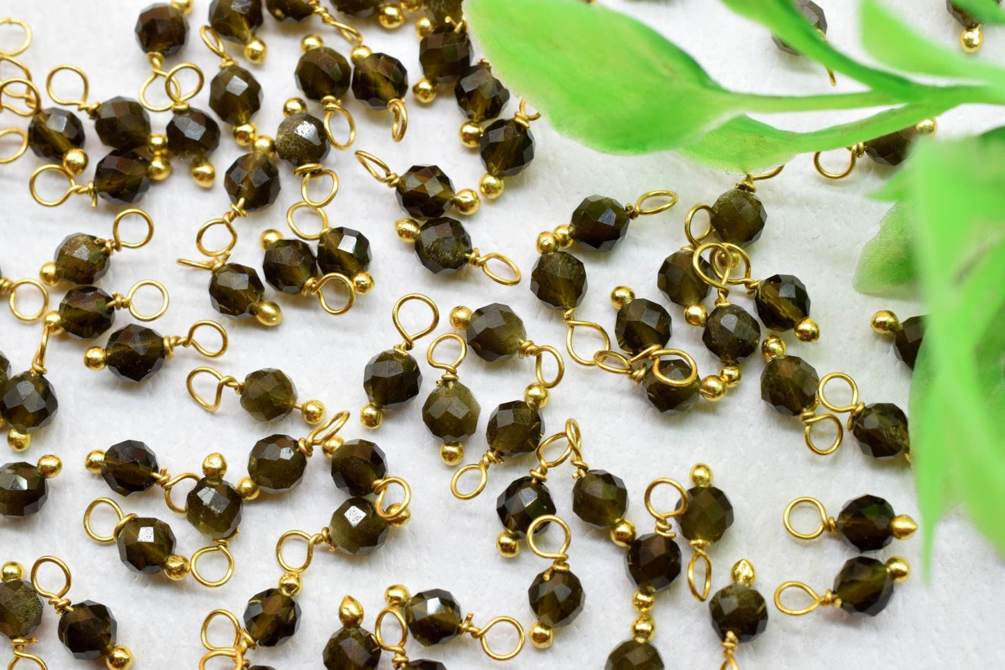 Cat's Eye Single wire wrapped Beads,Single Loop Connectors,Cat's Eye Faceted Beads,Cat's Eye Dangle Beads,Jewelry Making Supply,Tiny Charms