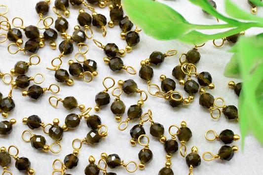 Cat's Eye Single wire wrapped Beads,Single Loop Connectors,Cat's Eye Faceted Beads,Cat's Eye Dangle Beads,Jewelry Making Supply,Tiny Charms