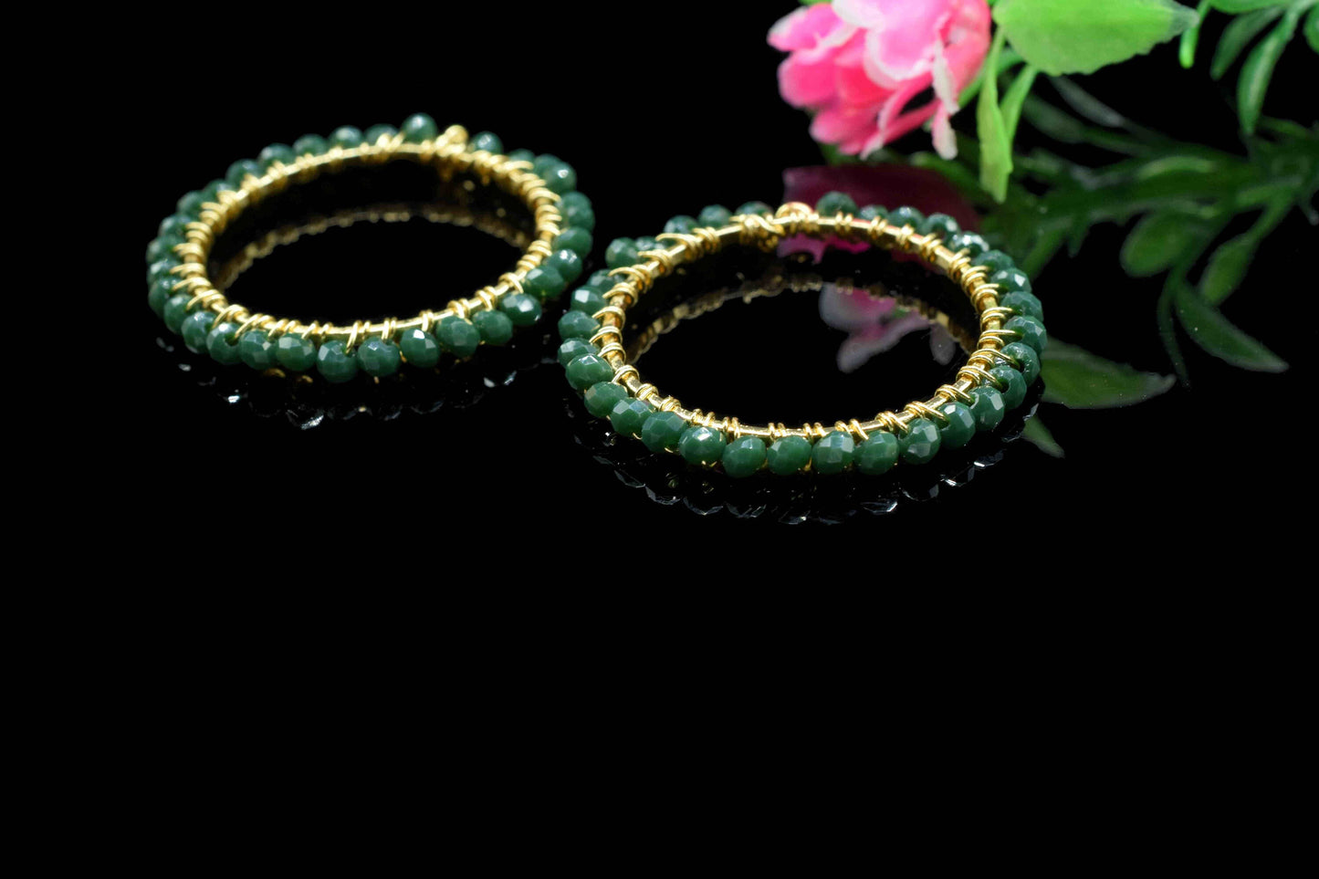 Green Agate Wire Wrapped Dangle Connector,Beaded Hoop Earring,Circle Pendant Component,Handmade Earring,Finding Component Agate Jewelry Gift