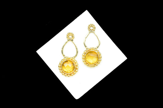 Citrine Designer Pendant/Jewelry making Stone/Citrine Pendant Charm/Handmade Jewelry Component/Citrine Round Shape Stone/Connector/Gift