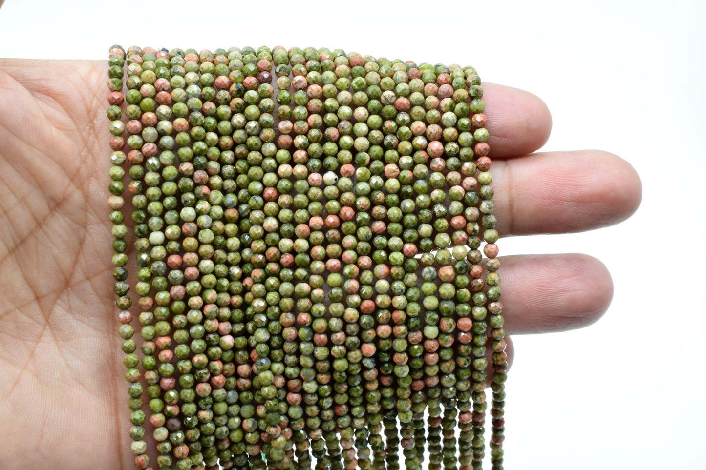 Unakite faceted beads,unakite rondelle beads,quality gemstone beads,3mm Unakite Beads,AAA Quality beads,Gemstone Beads,Lotus Pond Unakite