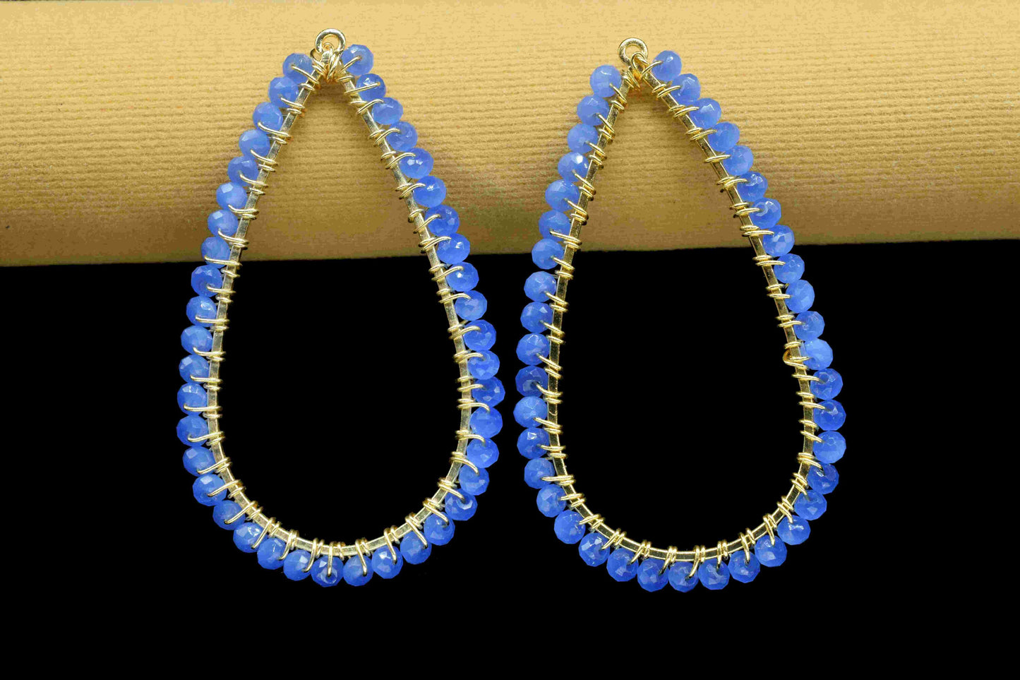 Blue Quartz Gemstone, Earrings Components, Wire Wrapped Pendant Earring Connector,Connector Makings, Pear Shape Earrings, Wire Wrapped Beads