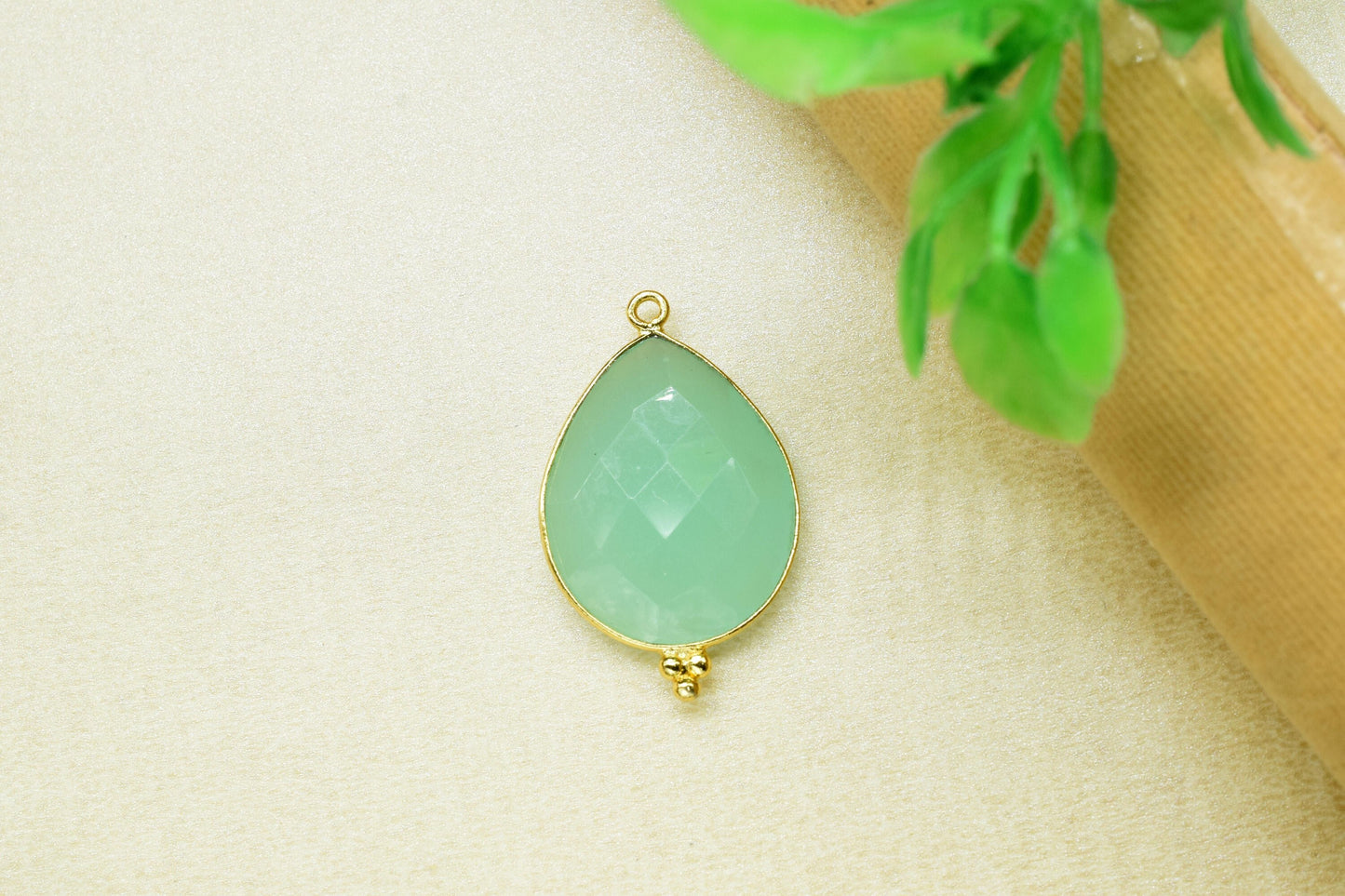 Aqua Chalcedony 18x23mm Pear Shape Gold Plating Bezel,Aqua chalcedony Single Bail Charms Jewelry,Aqua Chalcedony Faceted Bezels Charms,Gift