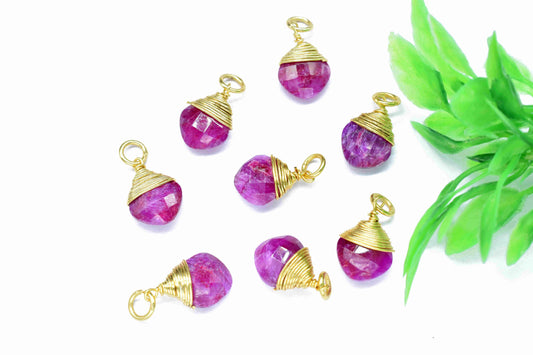 Natural Ruby Wire Wrapped Connectors, Square Gemstone Connector, Jewelry Making Supply,Single Loop Connectors Gift,Ruby Wire Wrapped Pendant