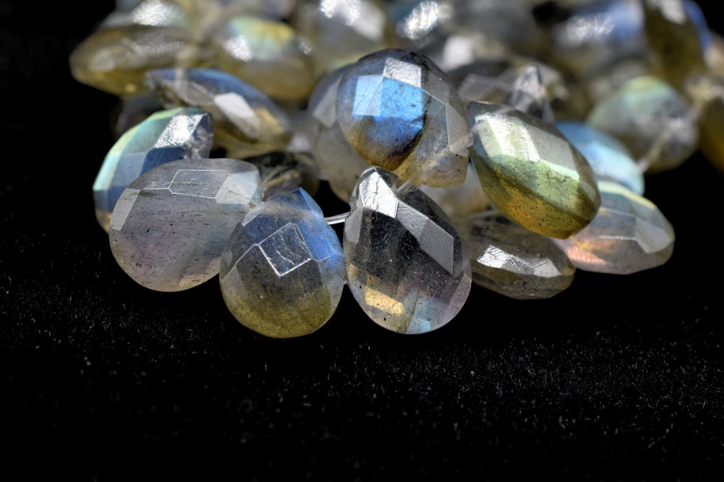 Labradorite Faceted Pear Shape Beads Labradorite Briolette Labradorite Pear bead,Labradorite T Drill briolettes,Labradorite 9x13 brioletts