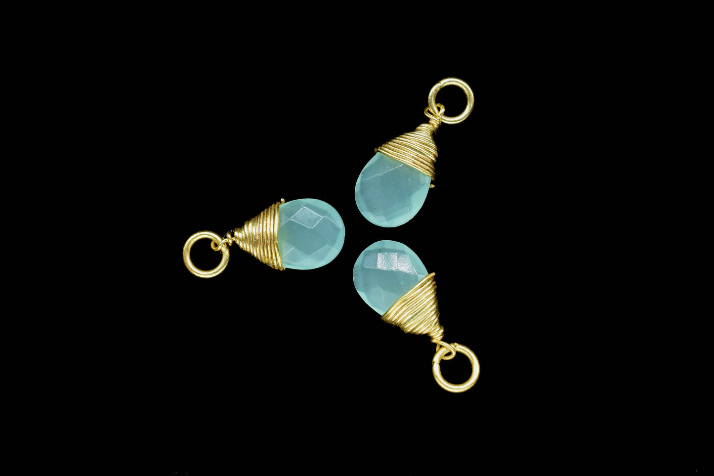 Aqua Chalcedony Faceted Connector, 7x10mm Connector,Pendant Jewelry,Gemstone Wire Wrapped Pendant,Wire Wrapped Necklace,Aqua Quartz Jewelry