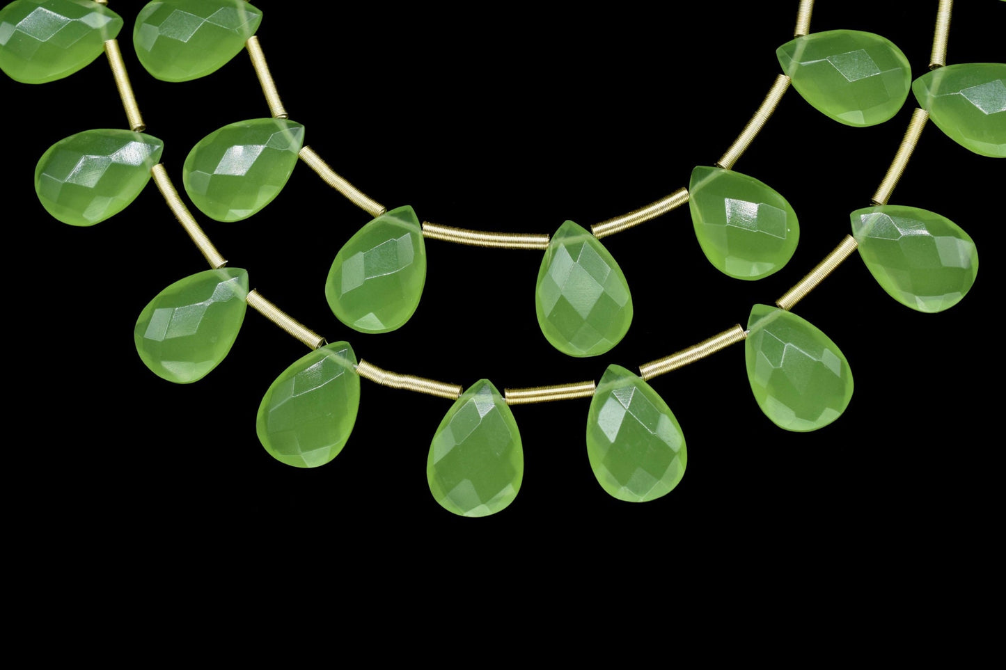 Prehnite Faceted Teardrop Briolettes,Green Gemstone Teardrop Beads,Prehnite 7 inch strand,Jewelry Making Supplies,Prehnite Teardrop jewelry