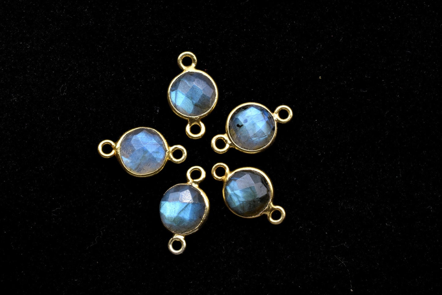 Labradorite 8mm Round double bail connectors,Labradorite Pendant,Labradorite Round Gold Plated bezels,jewelry making charm,Brass connectors