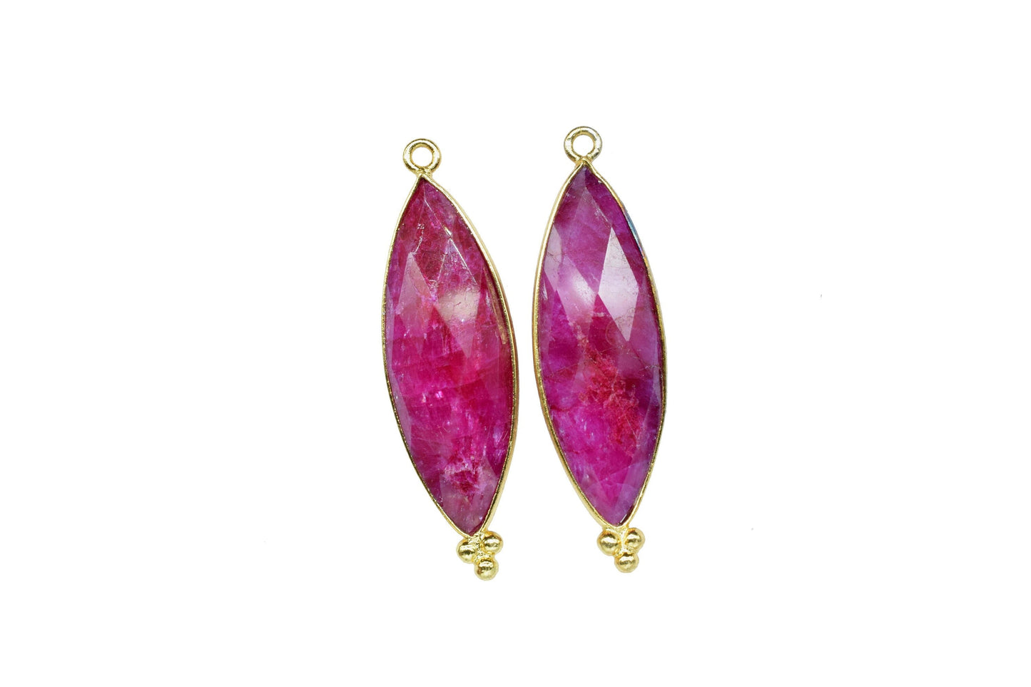 Natural Ruby 10x30mm Bezel charm,Station Bezel Link Jewelry Suppliy,Ruby jewelry making Craft,marquise Shape Pendant,Gemstone Ruby Connector