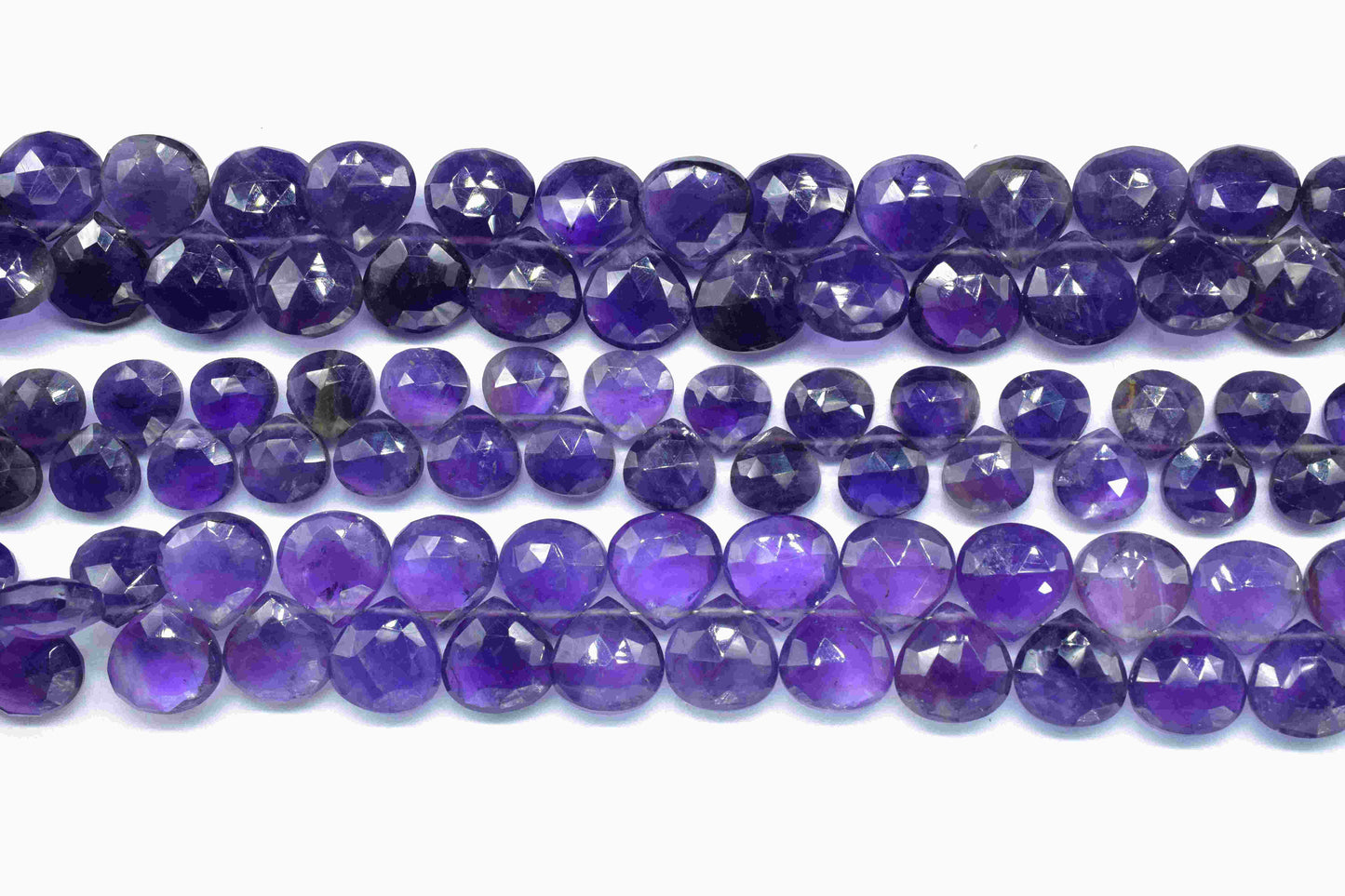 Amethyst 10mm Heart Shape Briolette,Faceted Beads for Jewelry Making,Natural Gemstone Beads, Amethyst Heart Shape Bead,Amethyst Beads Strand